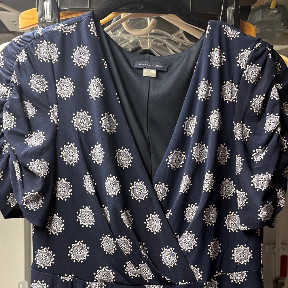 Tommy Hilfiger Navy Dress with White Floral Pattern